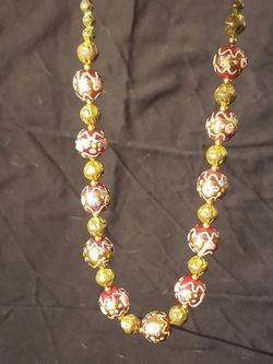 Rare Vintage Murano Wedding Cake Glass Bead Necklace