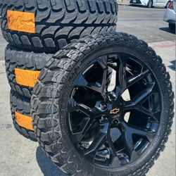 22” Chevy Silverado GMC Sierra Replica Wheels & Tires Off-Road Tahoe Yukon Escalade Suburban Rines Y
