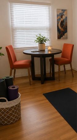 Set of two upholstered dining room chairs