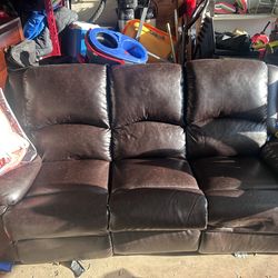 Brown leather recliner couch