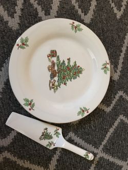 Holiday Hostess Cake plate and server