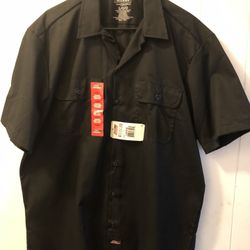 Black Color Short Sleeve Dickies Work Shirt Size Large New 