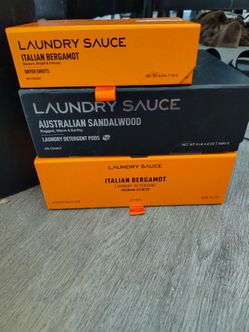 Laundry sauce detergent pods and dryer sheets