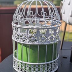 Bird Gage Decor With a Flower 