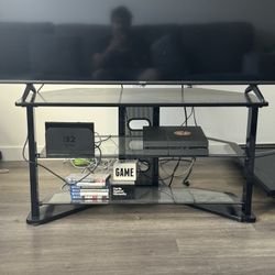 Glass & Metal TV Stand – Used but Solid – $25
