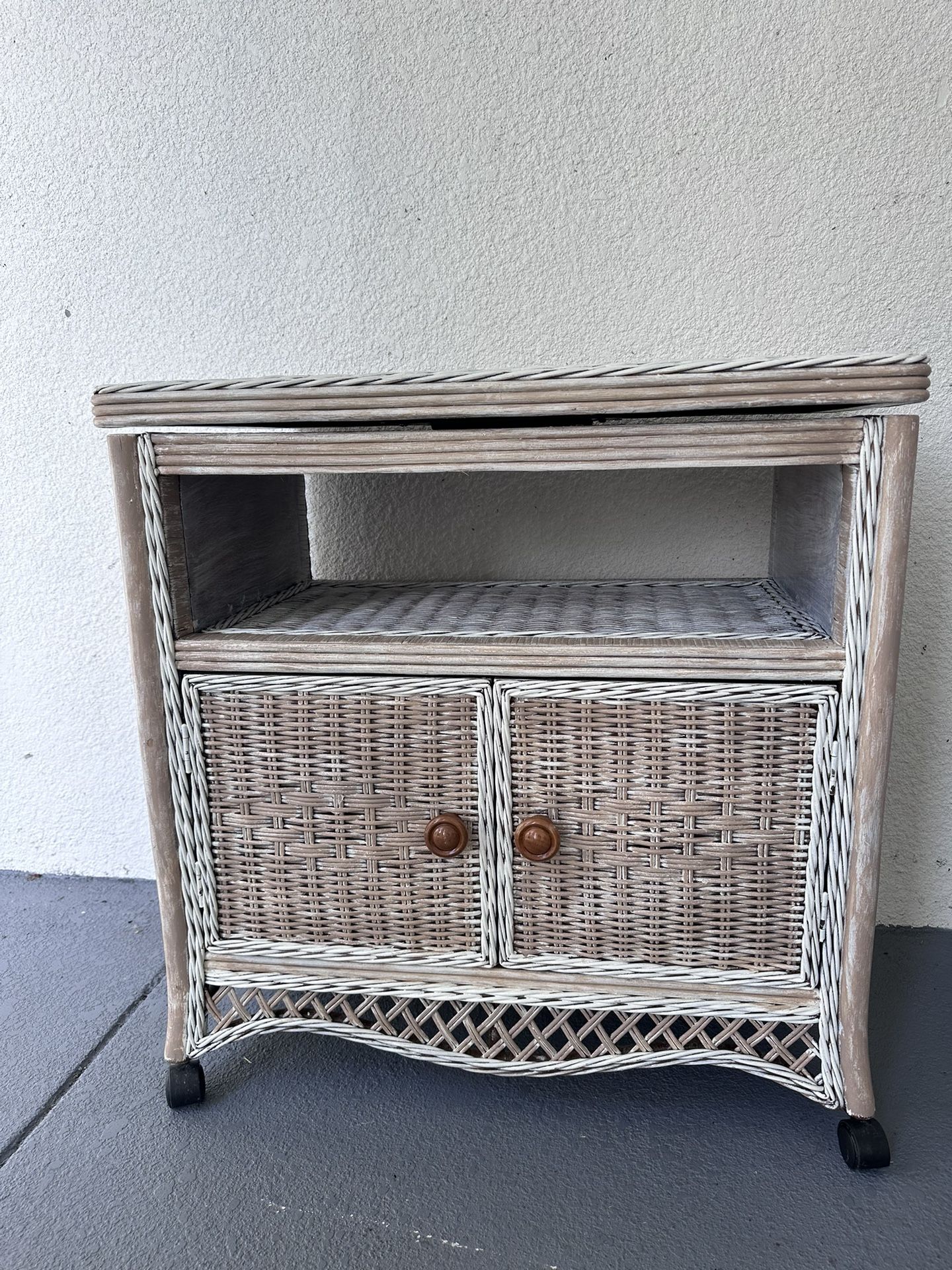 Coastal Rattan Bar Cabinet/ Entry Cabinet