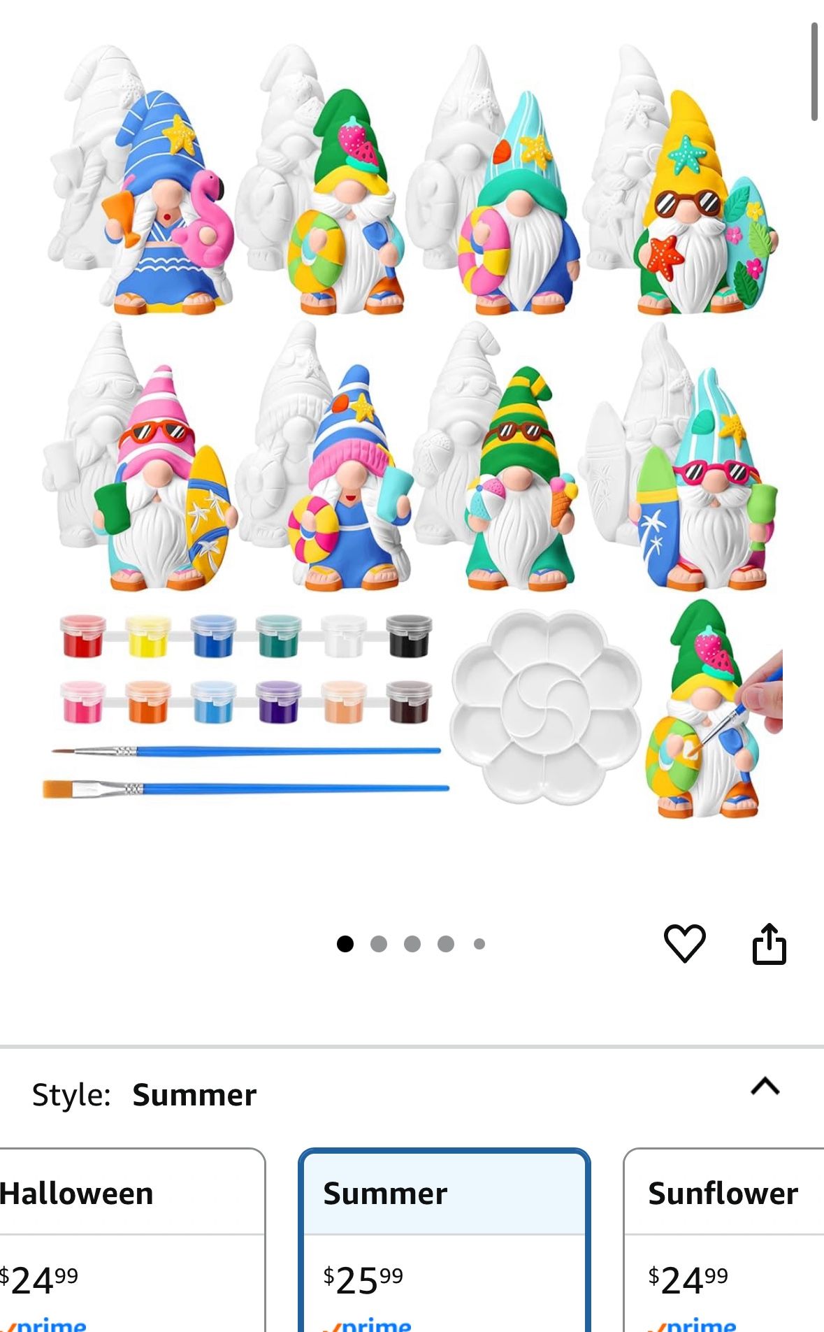 8 Pcs Ready to Paint Your Own Gnome Figurines Unpainted Plaster Crafts with Brush Palette Paint