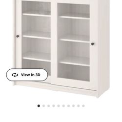 IKEA Hauga White Glass Cabinet with Adjustable shelves