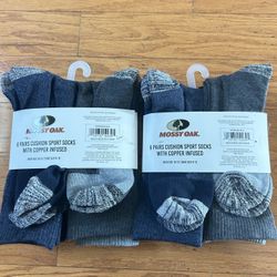 Near Mossy Oak Men's copper infused Cushion crew sport socks 12 pairs 