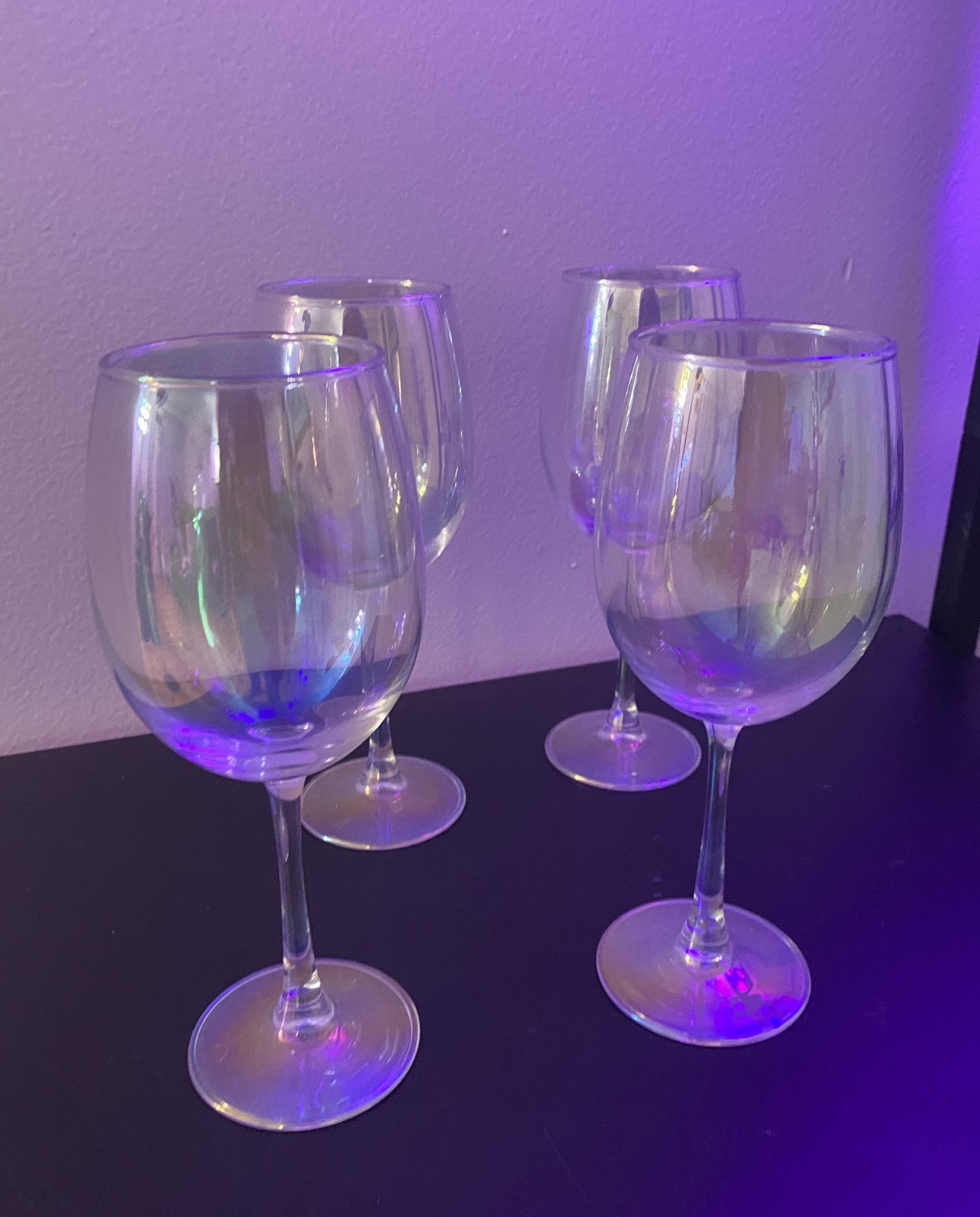 (4) Beautiful Iridescent Wine Glasses