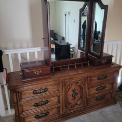 Cherry Wood Vintage Dresser/Mirror