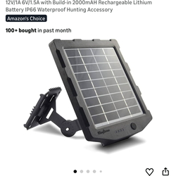 Trail Camera Solar Panel, WingHome Solar Battery Charger Kit 12V/1A 6V/1.5A with Build-in 2000mAH Rechargeable Lithium Battery IP66 Waterproof Hunting