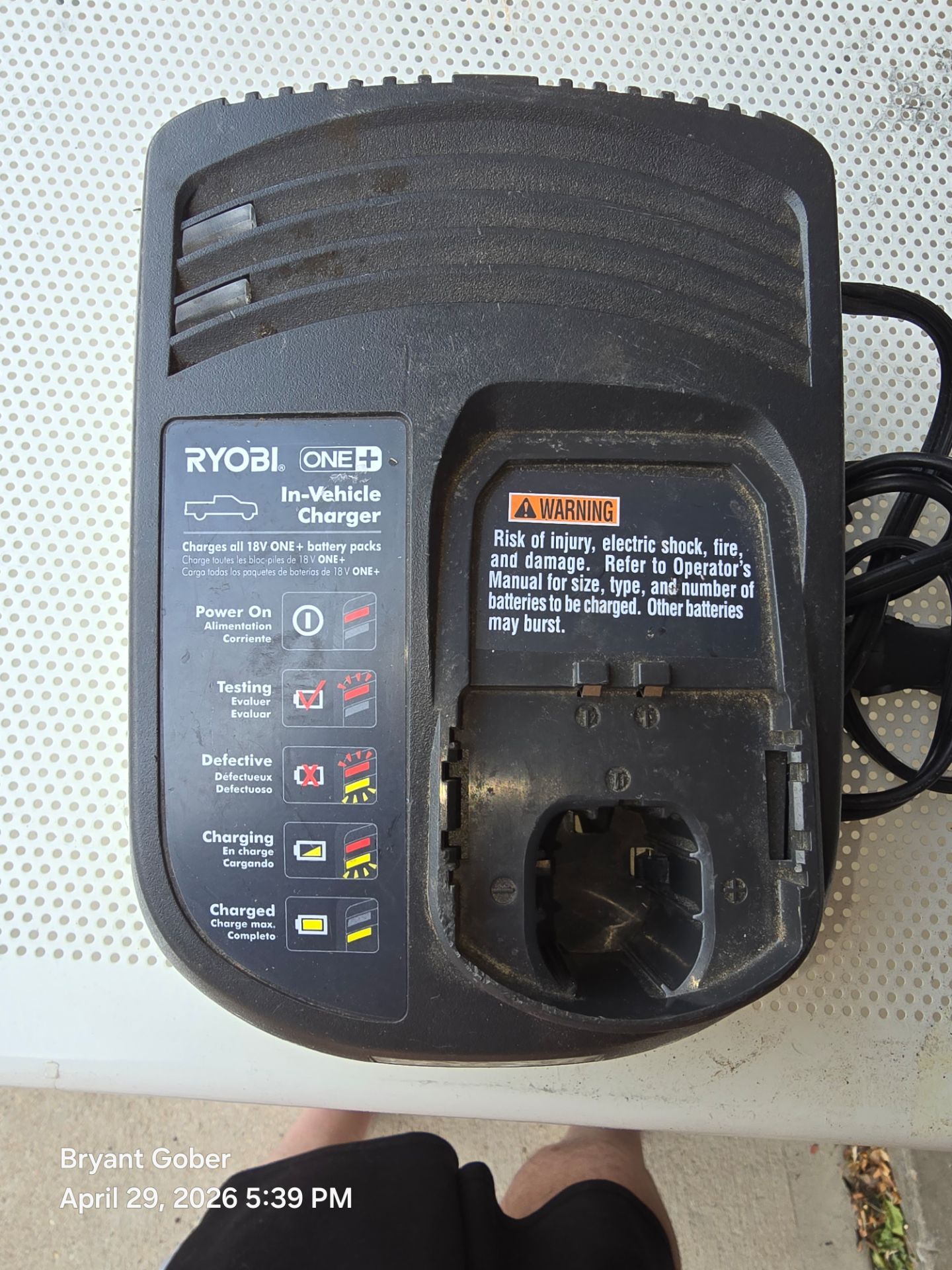 Ryobi ONE+ 18V In-Vehicle Charger