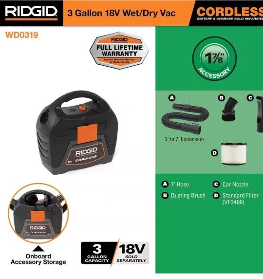 Wet Dry Vacuums/RIDGID Wet Dry VacuumsRIDGID3 18 Volt