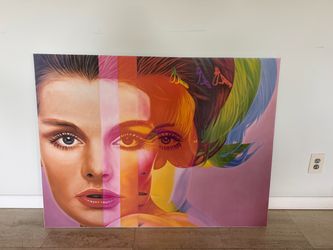 Large 48” Colorful Pop Art Painting – Woman Portrait