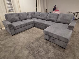 New Sectional Pull Out Bed With 2 Storage Corduroy $799