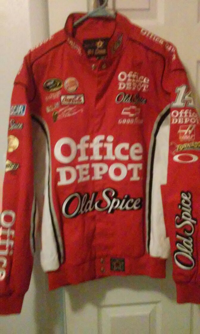Tony Stewart..office depoit.old spice . Sponsor jacket,