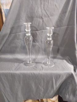 Set Of Two Crystal Candle Holders