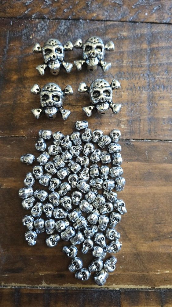 Silver Color Skull Beads