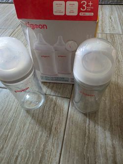 Pigeon Glass Baby Bottles Wide Neck, 8.1 Oz, Pack of 2