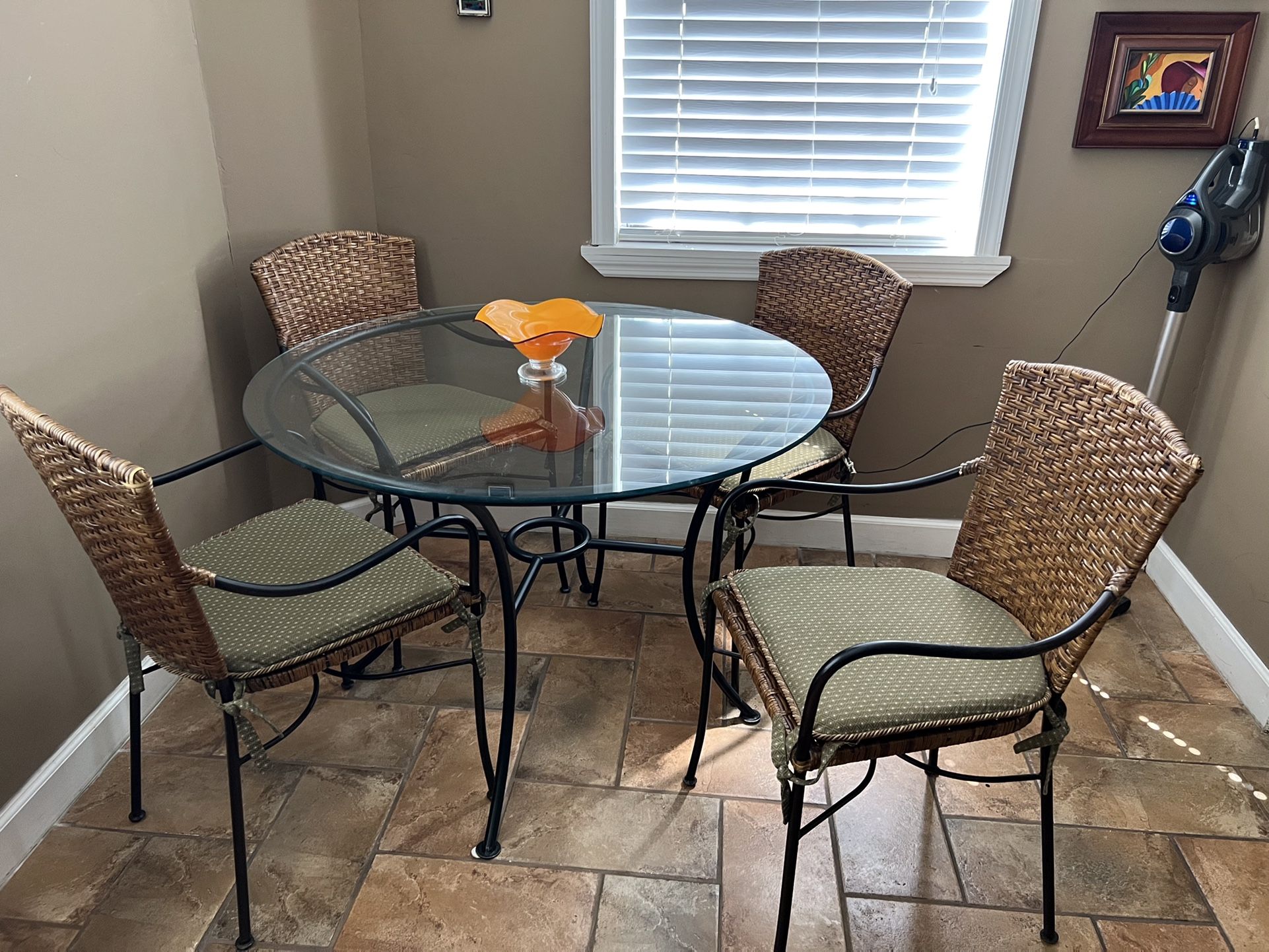 Breakfast Dining Glass Table And 4 Chairs