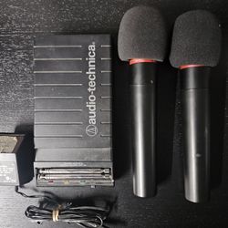 Audio Technica ATW-R04 Wireless Receiver and microphones