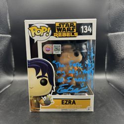 EMAN ESFANDI SIGNED FUNKO POP! EZRA BRIDGER #134 STAR WARS REBELS SWAY CERTIFICATION