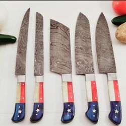 CUSTOM DAMASCUS STEEL CHEF KNIFE KITCHEN SET nice knife