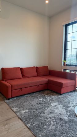 IKEA FRIHETEN Sleeper Sectional / Sofa Bed + Storage – Brown Orange