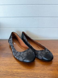 Coach Chelsea Signature Jacquard Ballet Flats Black Cap Toe 6.5