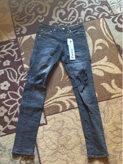 Black ripped purple jeans