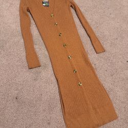 New small forever 21 ribbed long sleeve sweater dress button bodycon y2k 90s