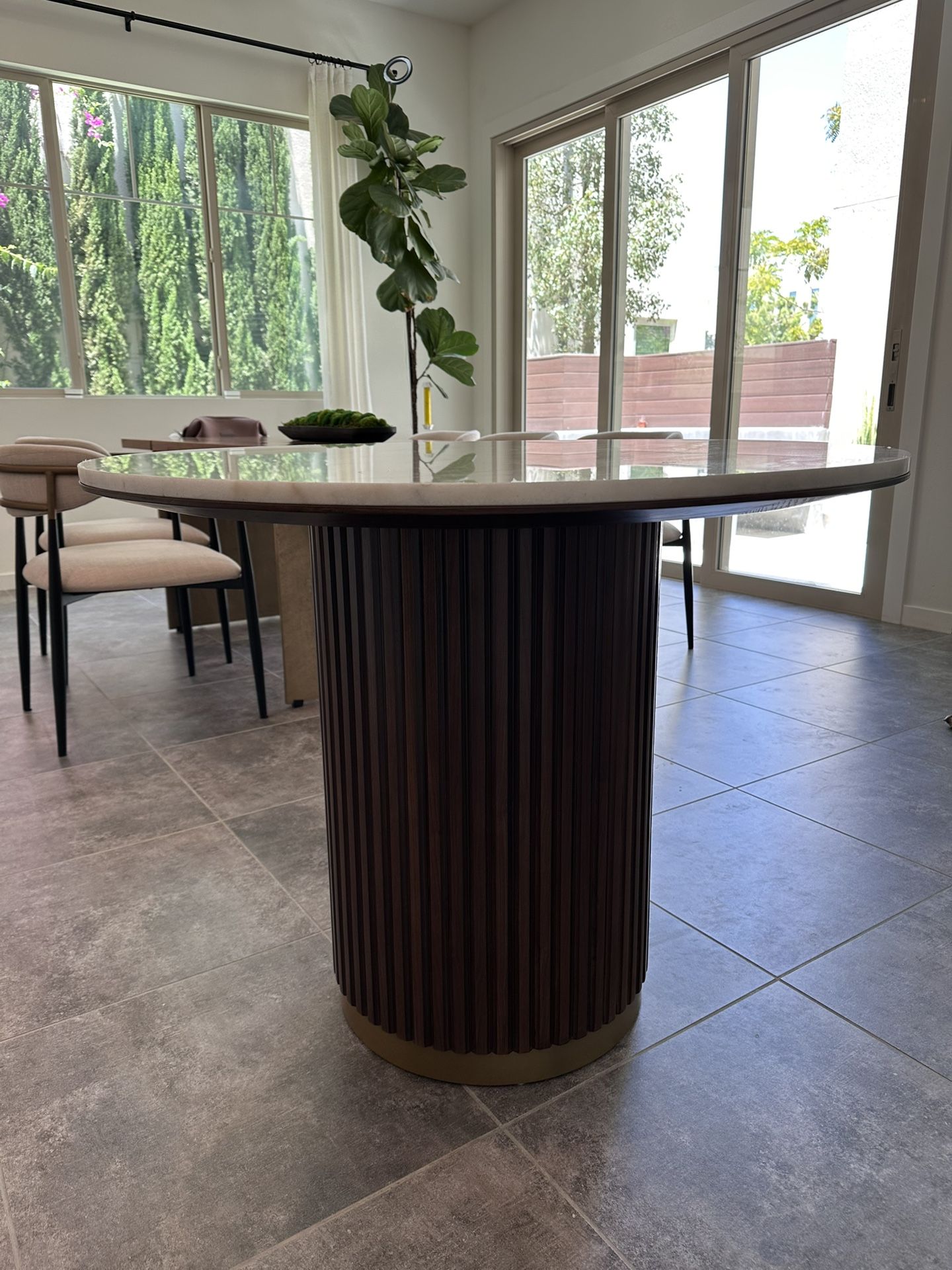 NEW Custom Made Fluted Natural Marble Dining Table