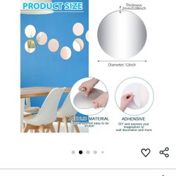 Set of 24 Acrylic Round Mirror Plate Circle Mirror Trays Vedding Centerpieces for Tables Self Adhesive Non Glass Miror Stickers for Home or Wall Decor