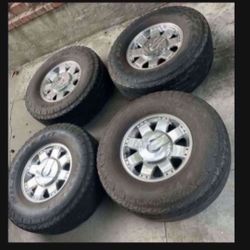 4 - 35x12.50r17LT 8x6.5 8x165.1 Stock Hummer H2 Chrome Rims Wheels With Tires !!!!!!!!!!!!!!