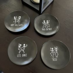 Rae Dunn Halloween Appetizer Plates Set of 4 - New