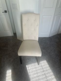Cream Tufted Upholstered Dining Chairs 6