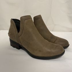 Sorel Women's Green Olive Leather Ankle Booties Boots 8.5