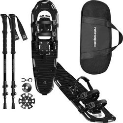 NEW 30" Retrospec Drifter Snowshoes & Trekking Poles Bundle with Adjustable Bindings Lightweight Aluminum Snow Shoes for Women & Men - All Terrain Hik