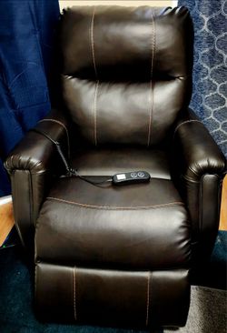 Dark Brown Faux Leather Power Recliner Chair