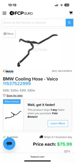 BMW 530 Coolant Hose