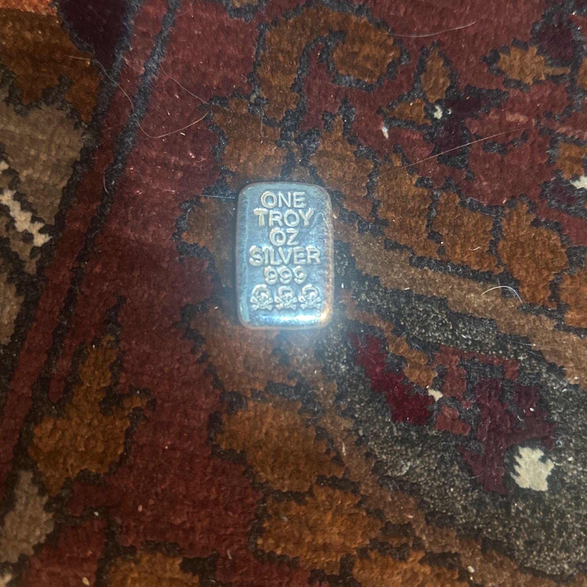 1oz Silver Pour Bar Skull Bones Atlantis Rare Bullion