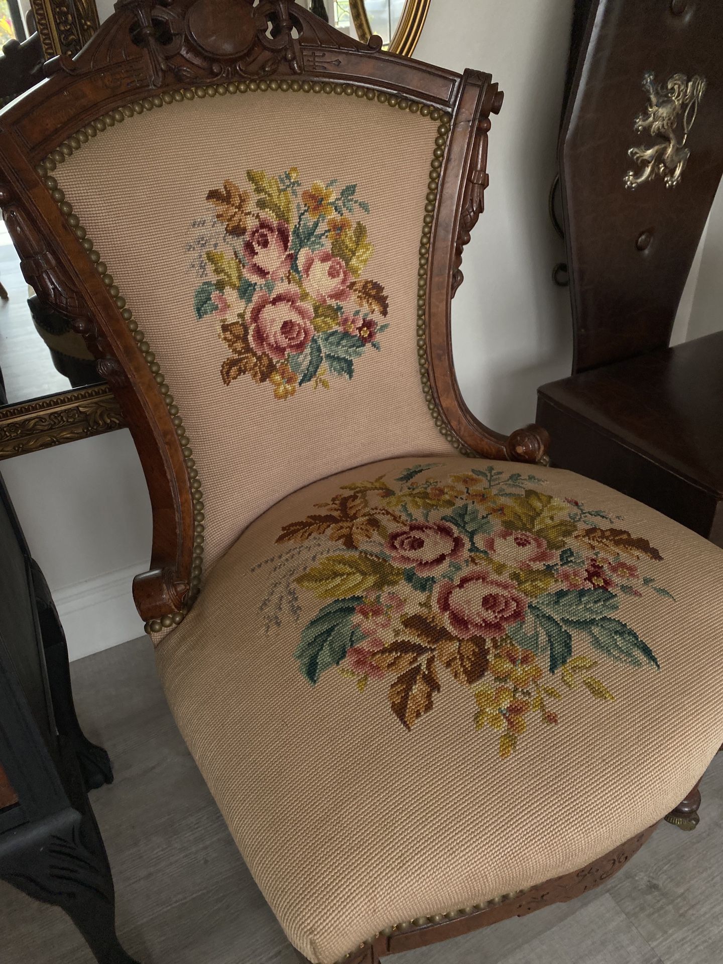 Antique chair with embroidery