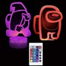 Among Us 3D Optical Illusion LED Night Light Boy Kids Toy Baby Sleep Desk Lamp Bedroom Decor Movie Fans Birthday Christmas Gift