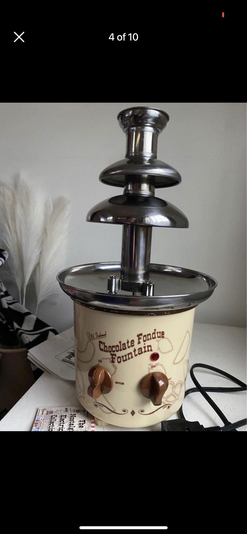 VTG Nostalgia Electrics CFF884 Chocolate Fondue Fountain Stainless Steel Helman