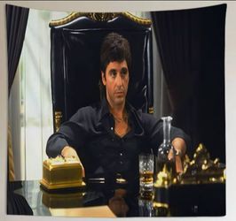 Urban Crime-Boss Gritty Character Scarface Tony Montana Wall Tapestry 20"× 28"