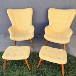 2 Mcm Style Chair + Footstool Sets Wayfair