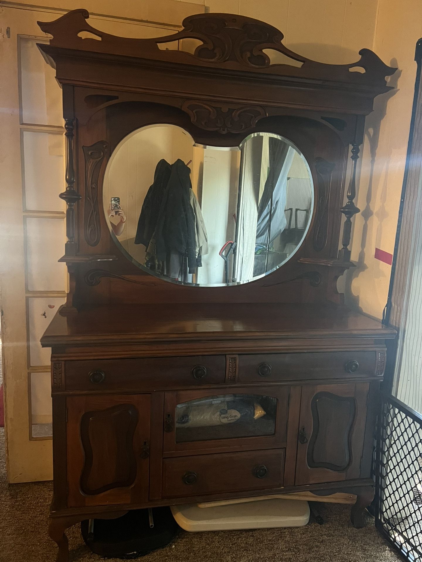 Wood Dresser With Mirror.