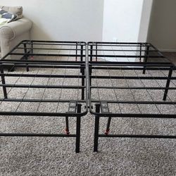 King Size Foldable Sturdy Steel Tool-Free Setup Platform Bed Frame with Underbed Storage. No Box Spring Needed