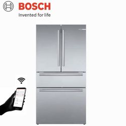 Bosch Counter-Depth 800 Series Smart 21-cu ft 36-in Wide with Ice Maker(Stainless steel) ENERGY STAR
